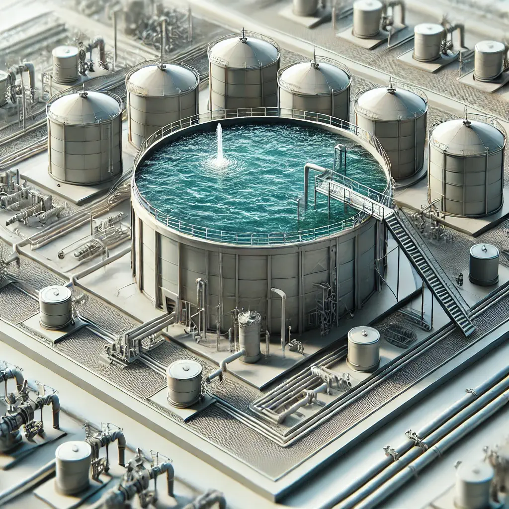 DALL·E 2024-10-09 15.48.21 - A detailed image of a water storage system, showing large, clean water tanks or reservoirs used for storing drinking water. The tanks should be made o